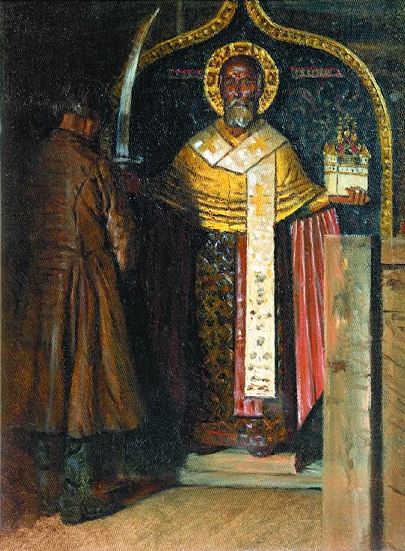 L'icona Di San Nicola affiche de Vasily Vereshcagin pour décorer un bureau