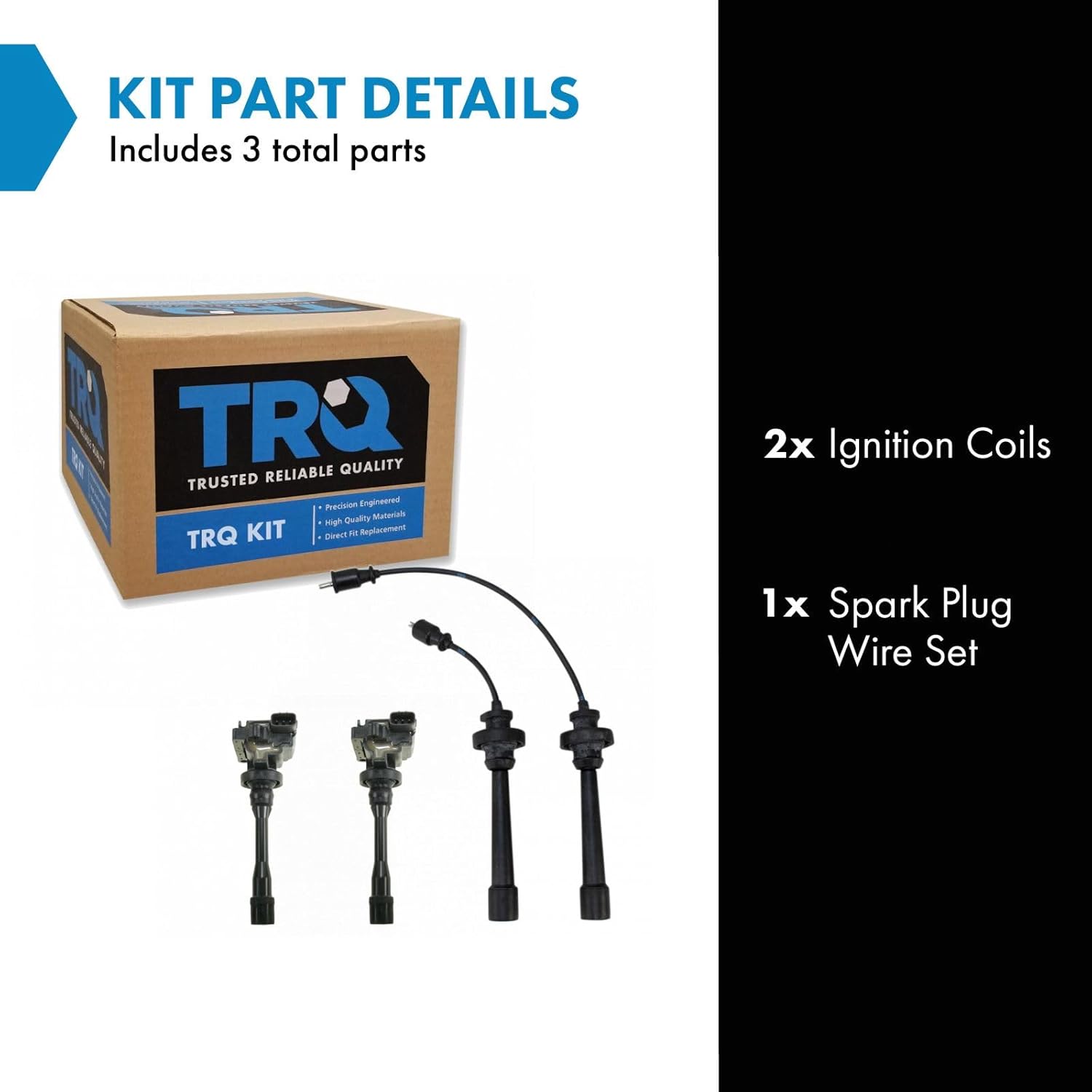 TRQ Ignition Coil Kit 3 Piece Compatible with 2001-2005 Chrysler Sebring 2001-2005 Dodge Stratus 2000-2005 Mitsubishi Eclipse 1997-2007 Lancer Mirage Galant Outlander