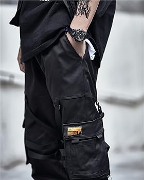 MOKEWEN Men's Techwear Straps Ribbon Bandage Tassels Elastic