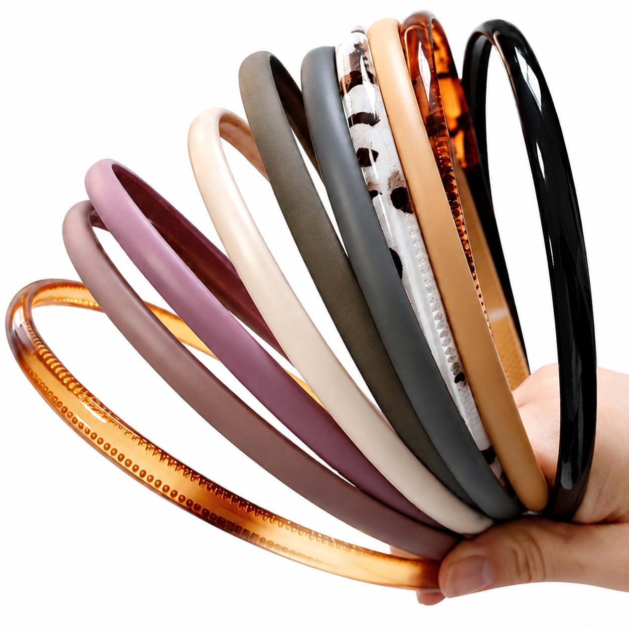 Thin Headbands for Women, 10 Pcs Skinny Plastic Headbands with Teeth