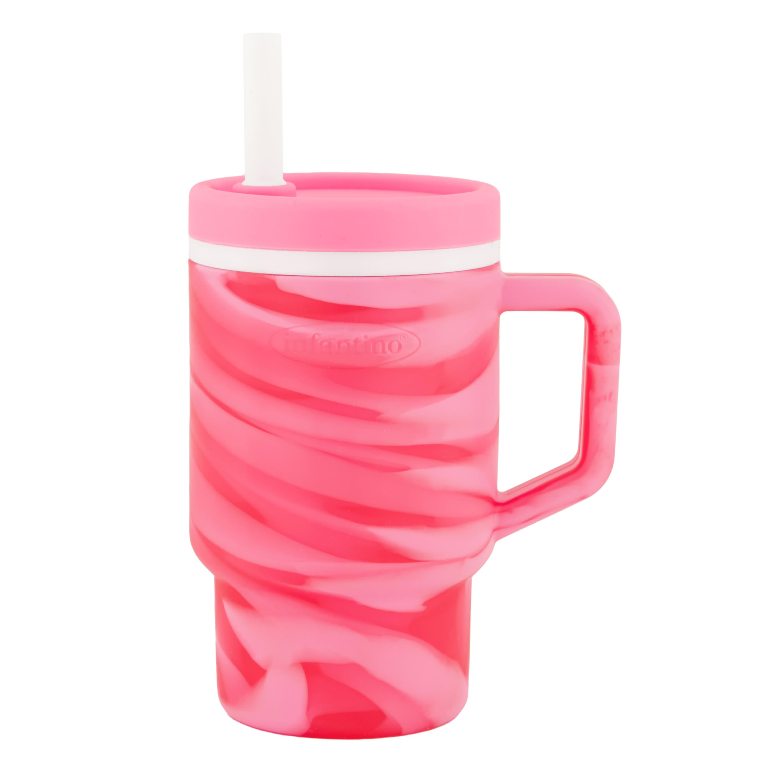 Infantino My 1st Tumbler, 9 Oz. Silicone Sippy Cup with Straw & Handle, Spill-Resistant Baby Cup for On-the-Go, BPA-Free Transition Bottle, Swirl
