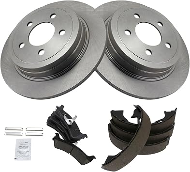 Rear Brake Pad and Rotor Set Ceramic Parking Shoe Compatible with 2003 Ford Explorer Sport 2003-2005 Explorer Sport Trac
