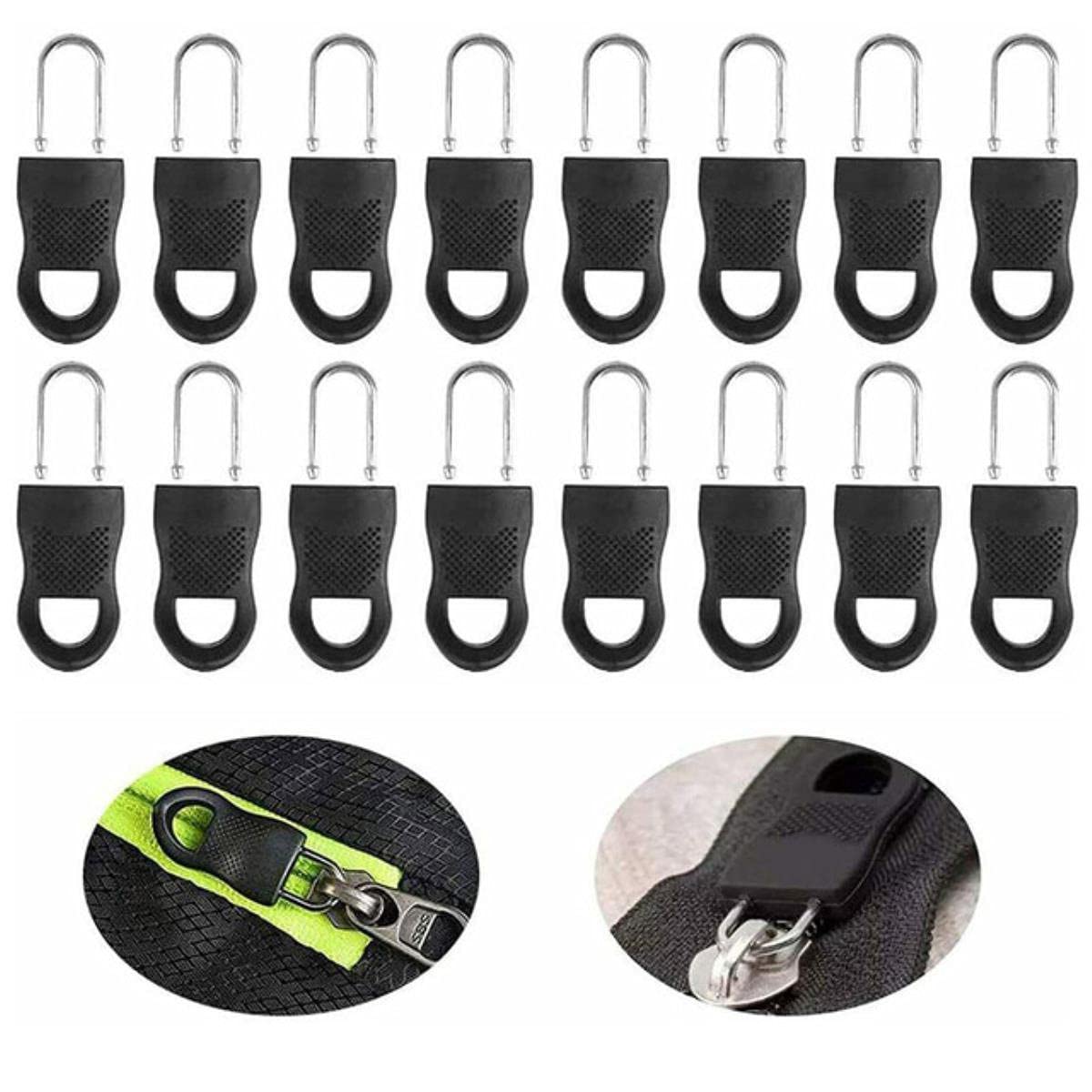 XXHNBF Zipper for Bags, Ziper Puller,Zip Fixer, Sliders Zipper,Sewing Zips,Ended Fasteners,16PCS Universal Detachable Set Wide Waistbands Elastic Replacement Slider