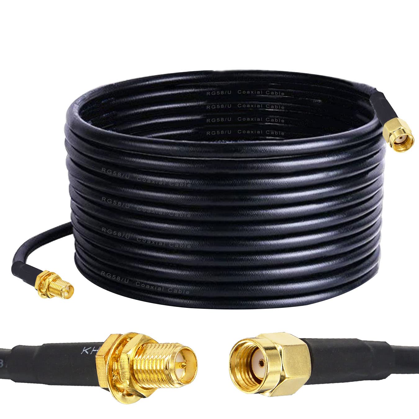 Boobrie 49.2ft RPSMA Coaxial Extension Cable RG58/U RPSMA