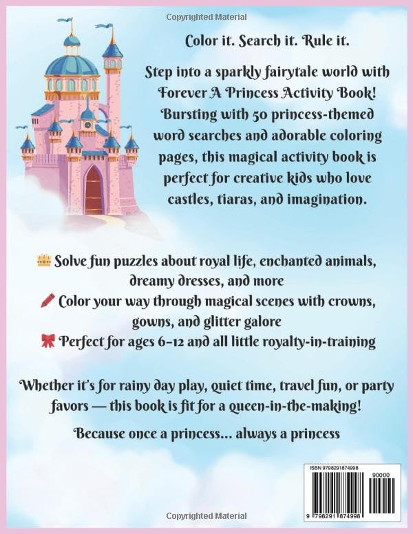 Forever A Princess Activity Book: A Magical Mix of Coloring & Word Search Fun | Great for All Ages | Perfect for Birthday Parties image 3