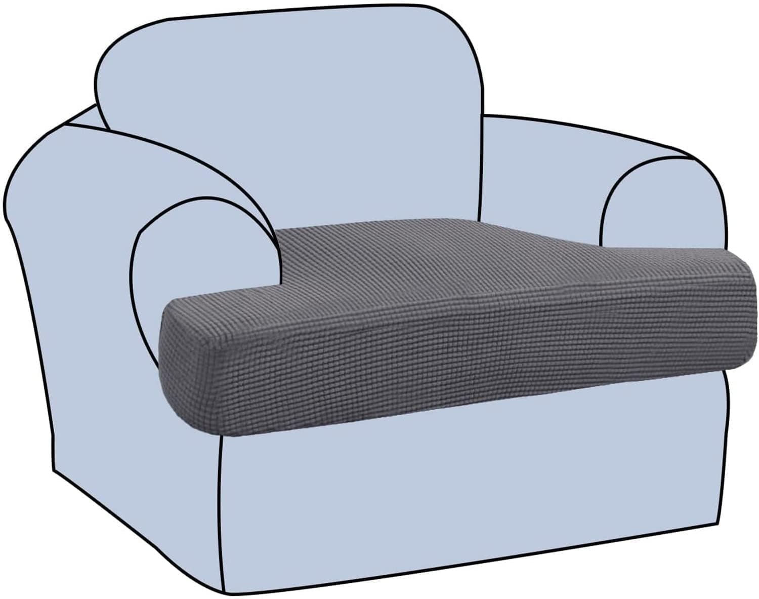 Stretch T Seat Cushion Cover Armchair Couch Cushion Slipcover Thicker T Cushion Slipcover with Elastic Bands (Color : Light Grey, Size : 3 Seater)