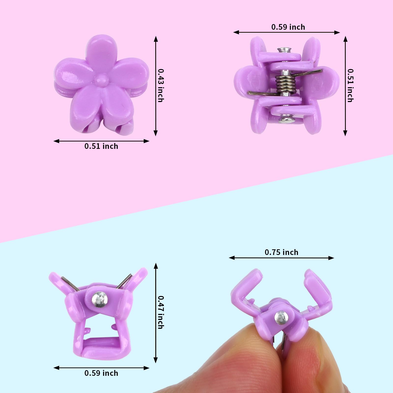 Mini pinzas para el cabello con diseño de flores, 200 unidades, accesorios para el cabello para niñas y mujeres, color aleatorio, estilo Y2K de los años 90 2