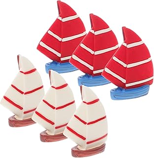 GOOHOCHY 6pcs Miniature Sailing Ship Decorations Yacht Decor Ornament for Living Decor Bathroom Sail Boat