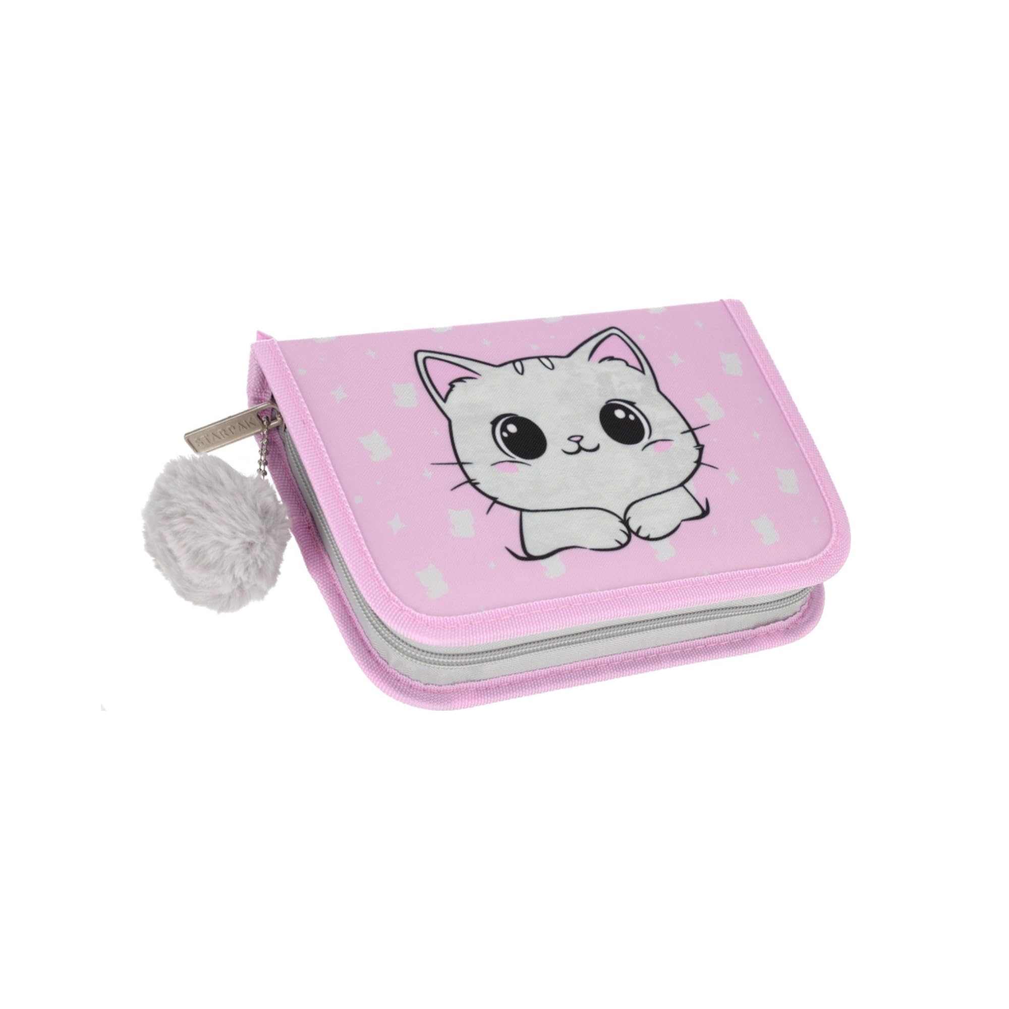 Goldkids - Schulranzen für Jungen und Mädchen, 4er-Set - Schul-Rucksack für Kinder mit Federmäppchen - Schuhbeutel und Hausaufgabenheft - Katze Motiv - 1-3 Klasse