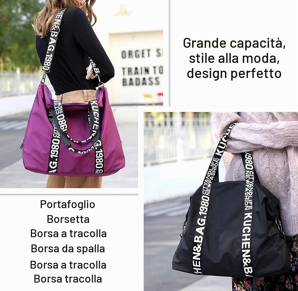 Borsa Tracolla da Donna, Popoti Borsa a Mano Portafoglio Nylon Borsa Spalla Zaino Tote Multifunzione Scuola Tasca Messenger Crossbody Bag