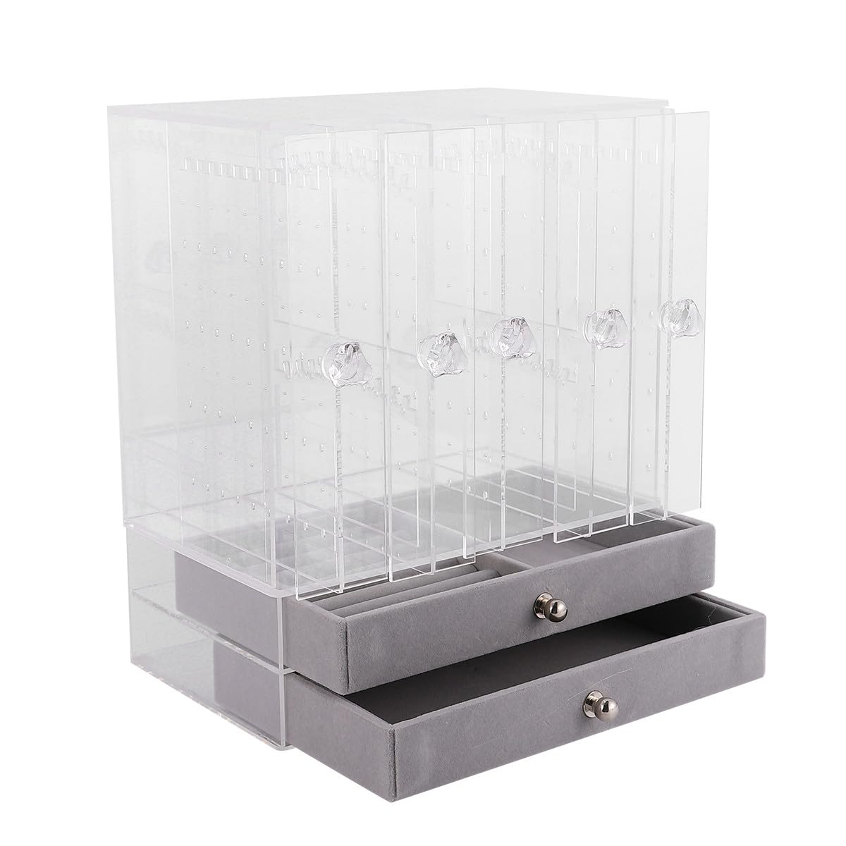 UPKOCH 1pieza Joyero Acrílico Transparente con Puertas y Soporte Organizador para Anillos y Collares Caja Almacenamiento Joyas Escritorio para Hogar y Tienda
