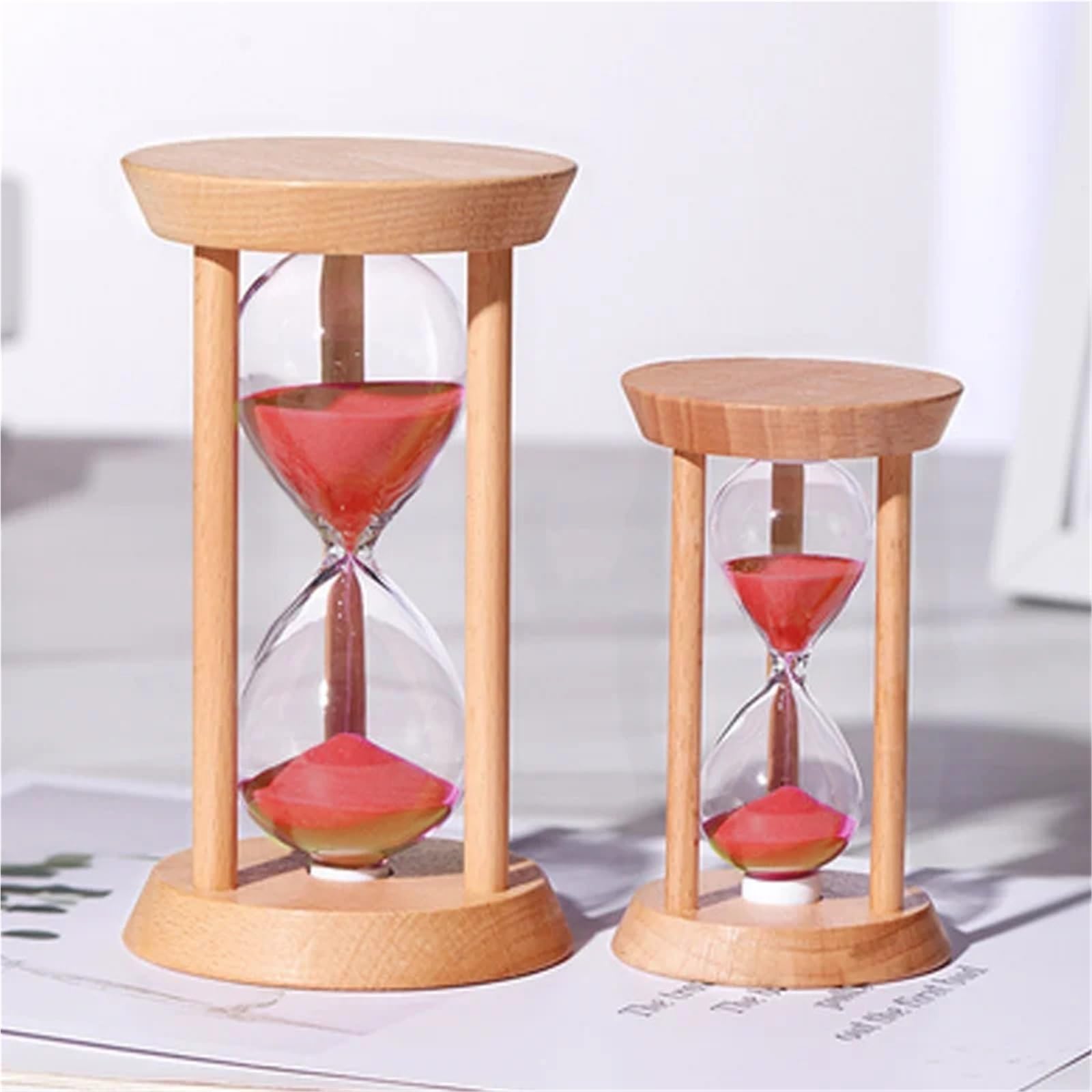 Reloj de Arena Madera Moderno for niños, Reloj Aprendizaje, Manualidades, decoración del hogar, 2 uds de Cocina(15min 8x14.5cm)