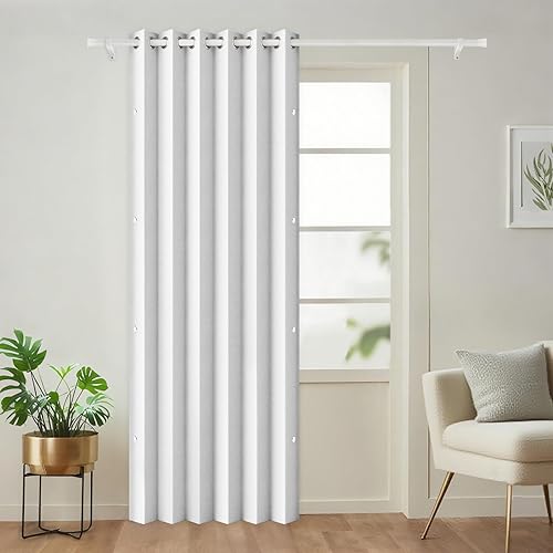 Miniatura 39 de Persianas verticales de tela, persianas de puerta 100% opacas, persiana vertical para puertas correderas, 1 panel, 100 pulgadas de ancho x 84 Blanco