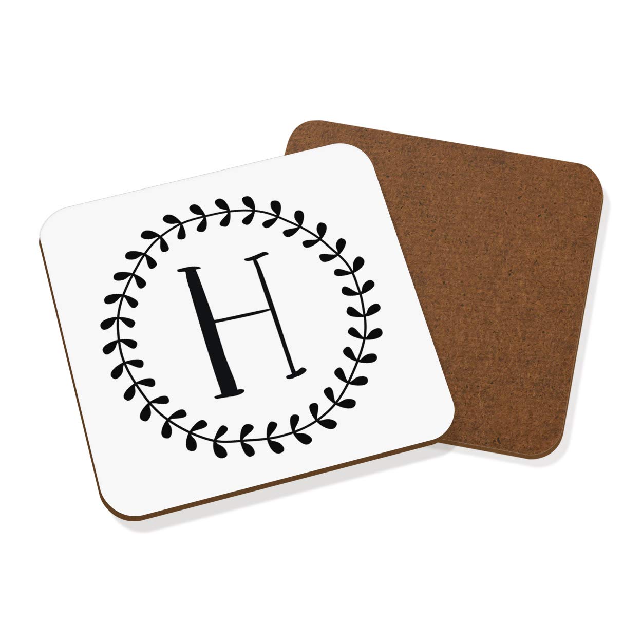 Letter H Floral Wreath Alphabet Coaster Drinks Mat