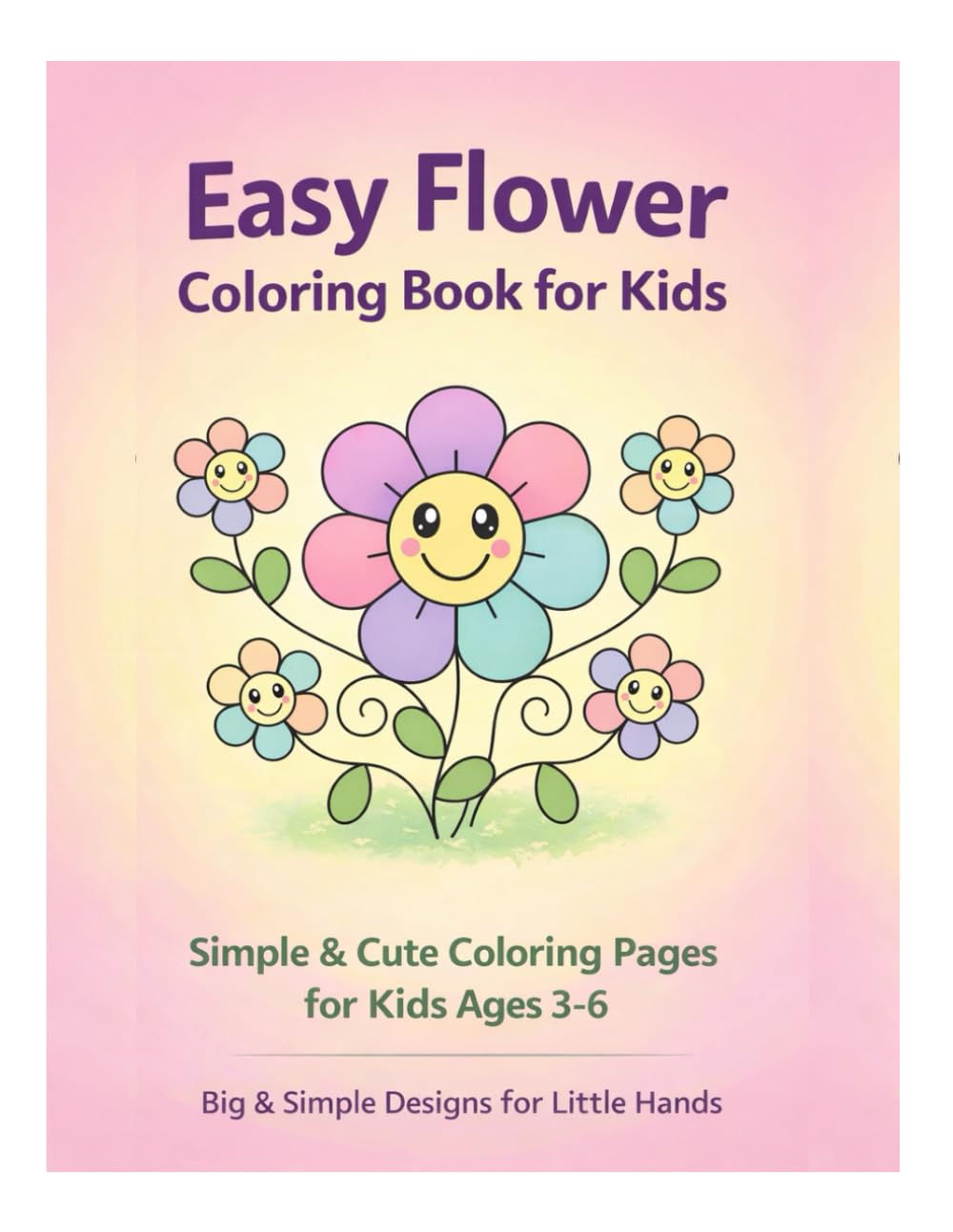 flower coloring book for kids ages: Easy Flower Coloring Book for Kids