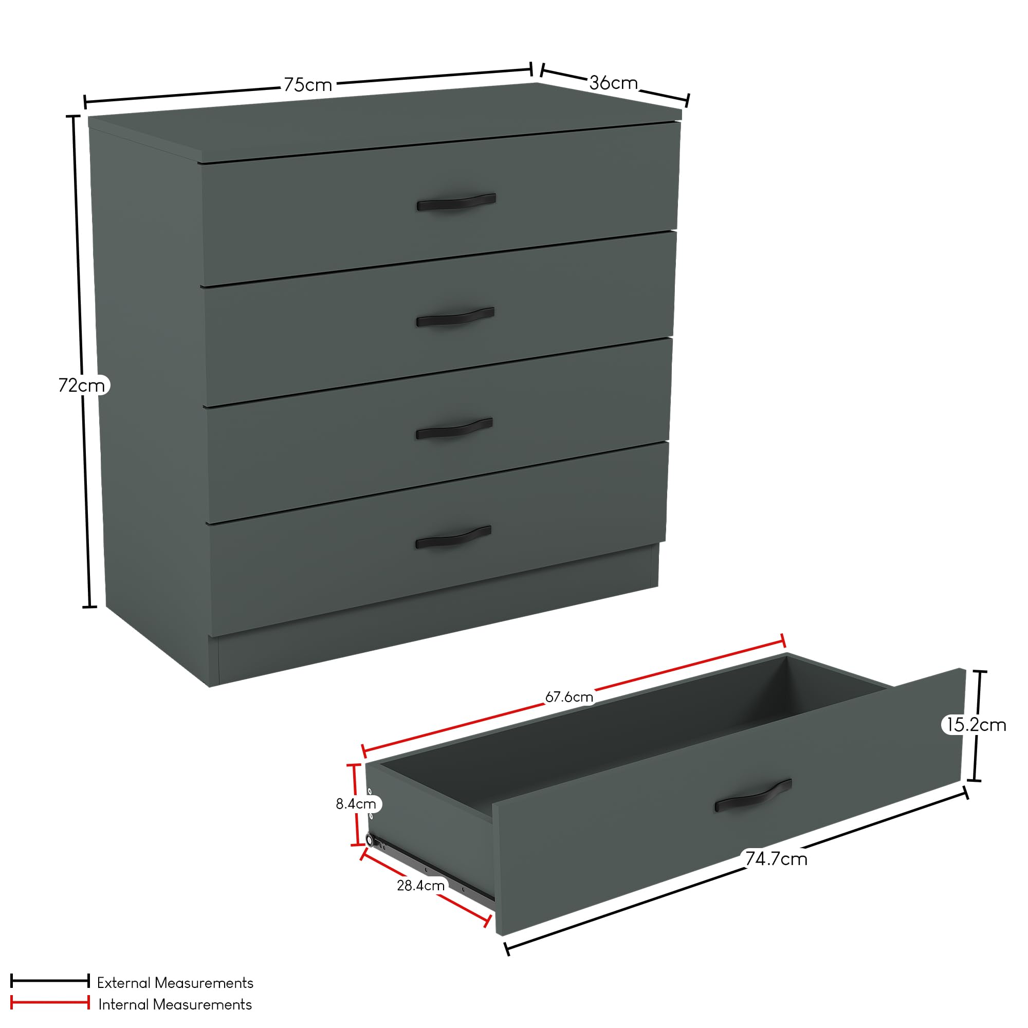 Vida Designs Riano Commode à 4 tiroirs Vert Jaspe