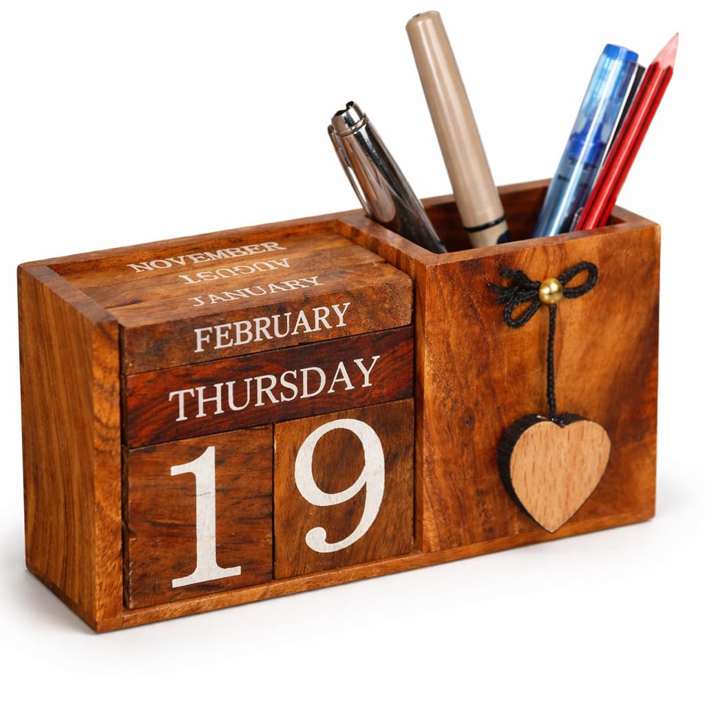 Desktop Wooden Calendars (Dalbergia Sissoo With Heart)