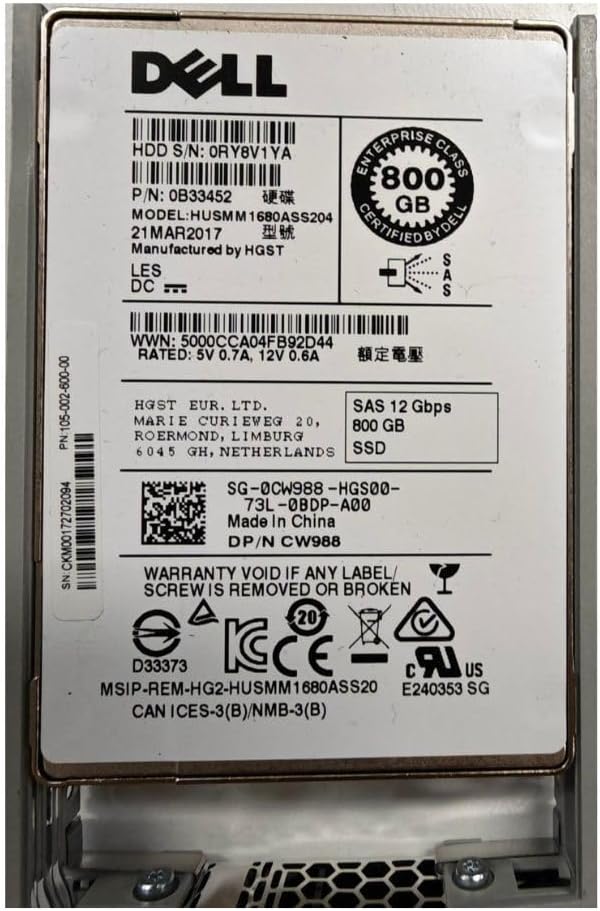 DELL 800GB 2.5" 12Gb/s SAS SSD PX05SMB080Y DP/N 0CN3JH (Renewed ...