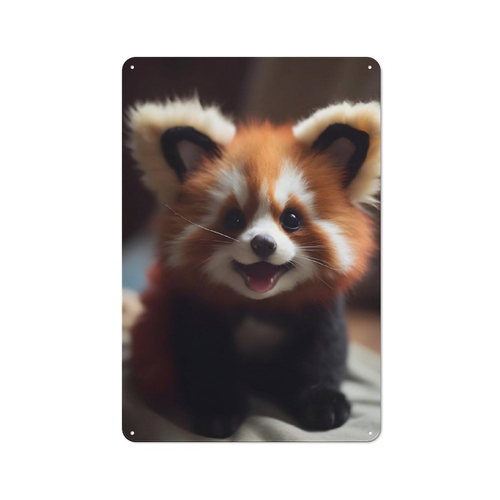 Junmoney Wild Cute Baby Red Panda Decorative Metal Plaque With Design 30X20cm, Modern Retro Studio Wall Art For Workspace, Cafe, Hallway Or Garage