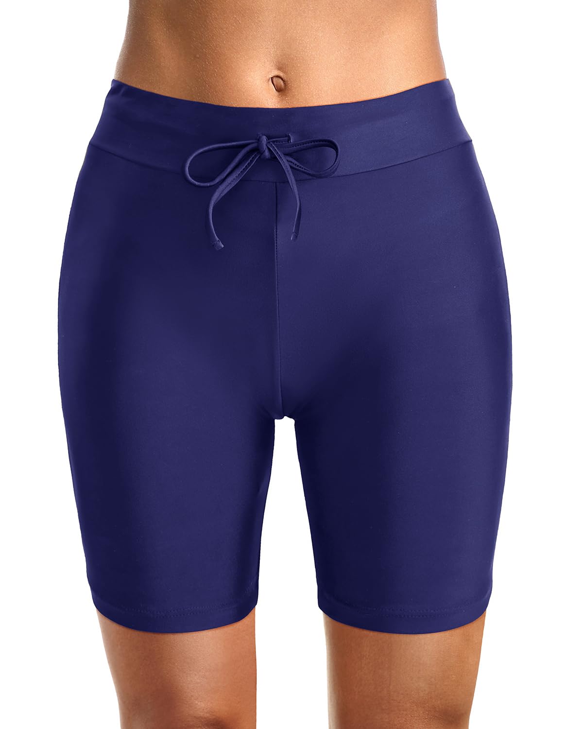 holipick Women High Waisted Swim Shorts Tummy Control Boy Shorts Swimsuit Long Board Shorts Bathing Suit Bottoms, Navy Blue Strap, Medium-picture-31