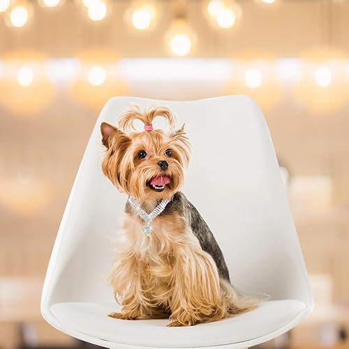 Miniatura 6 de Collar de perro con diamantes de imitación bonitos collares de cristal para cachorros y gatos para niñas collar rosa brillante suave y ajustable