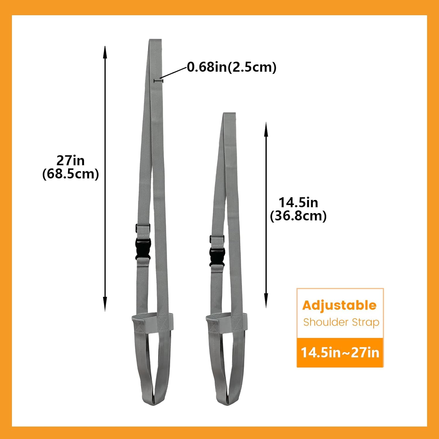 Gray Water Bottle Shoulder Strap, Suitable for 28-52oz Universal Water Bottle, Simple Adjustable Crossbody Strap For Outdoor Sports(Bottle Excluded) - Image 5