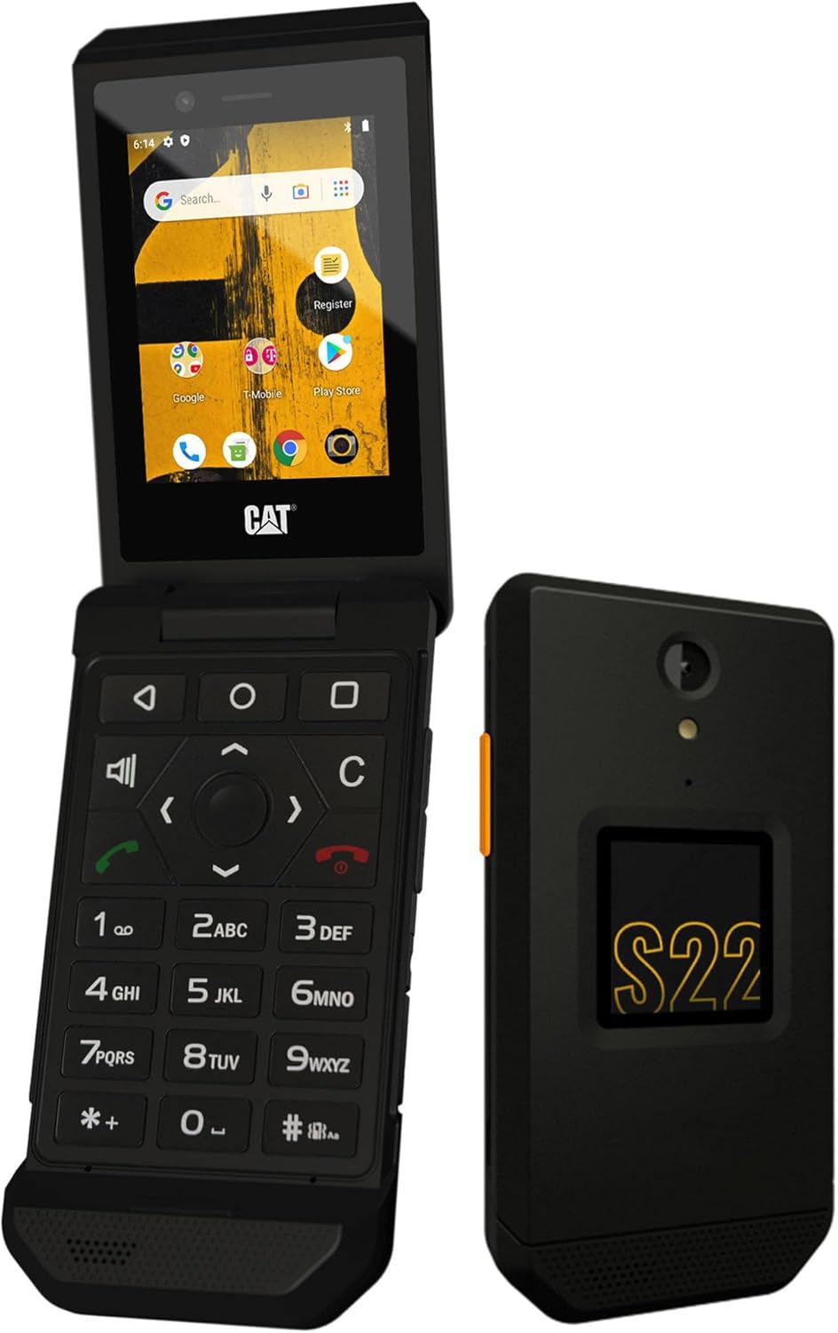 CAT S22 Flip 4G LTE Android Mobile 16GB Single Sim, Water Proof Unlocked Version Black