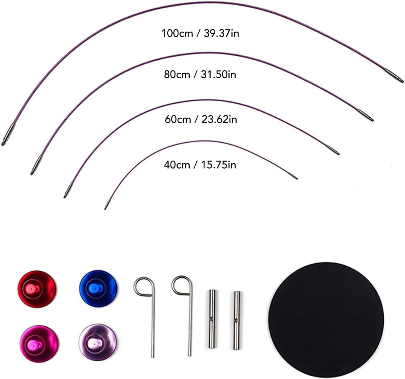 Tunisian Crochet Hook Set with Cable, 12 Pcs Aluminum Interchangeable Tunisian Crochet Knitting Hooks Set with PU Bag 3mm-10mm Colorful