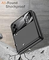 Vista 4 de Protección magnética de bisagra y funda protectora de cámara de lente integrada para Samsung Galaxy Z Flip 4 (negro)