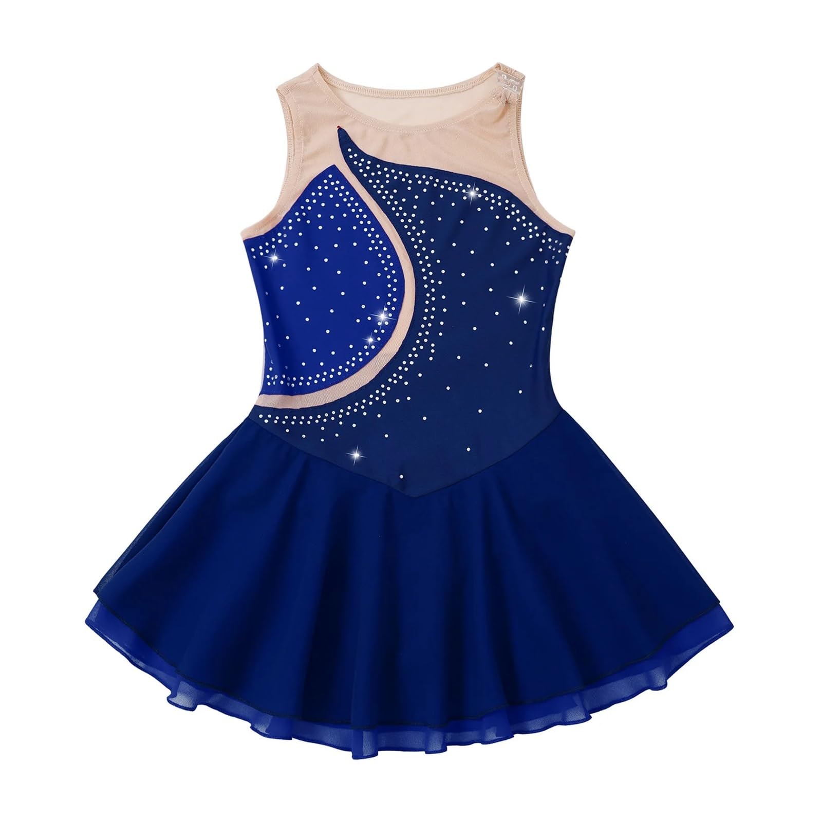 Vestido de Patinaje Artístico Vestido de patinaje artístico for actuaciones escénicas, con malla de diamantes de imitación, for ballet, danza y gimnasia.