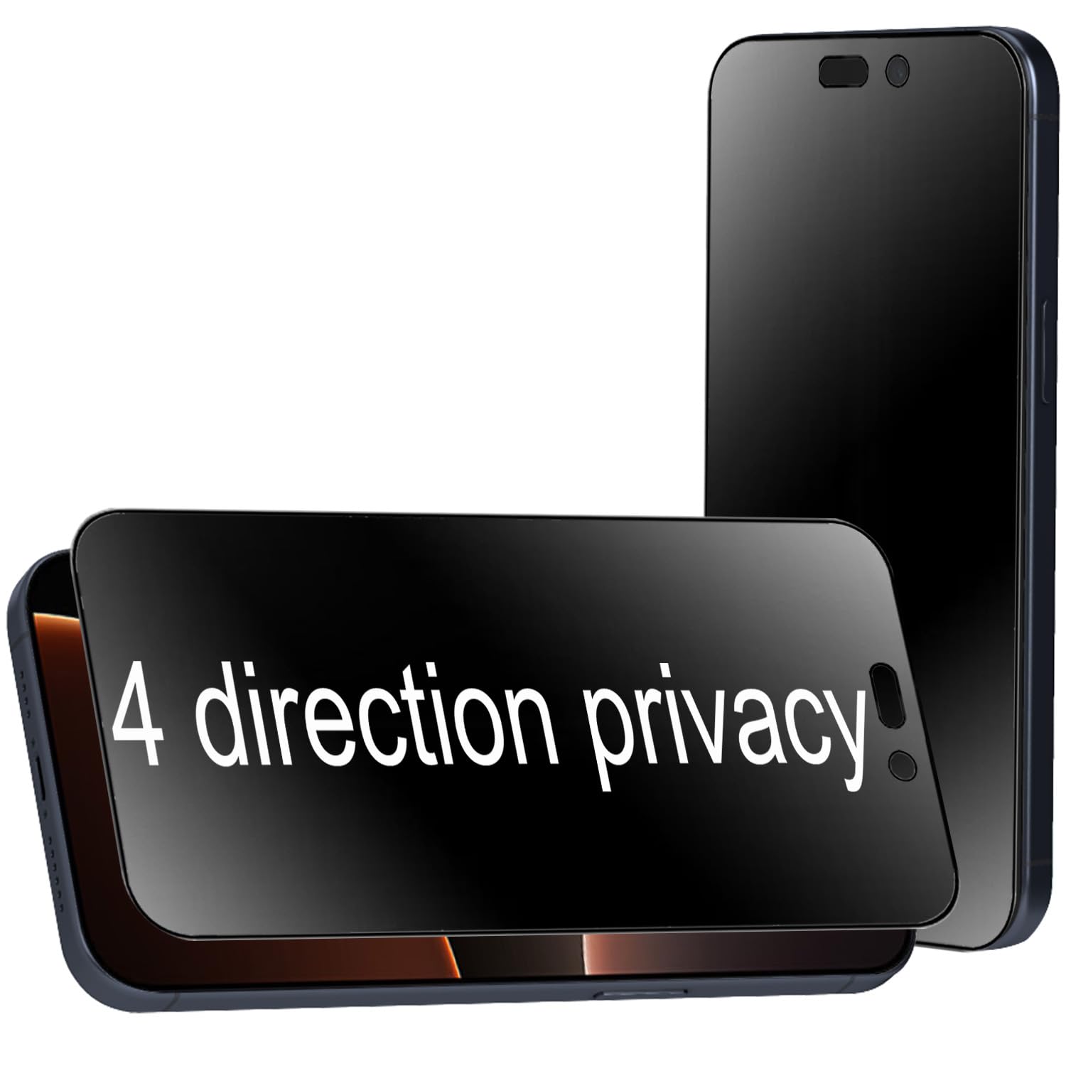 BWEDXEZ 2 Pack 360 Degree Anti-glare Privacy Tempered Glass for iPhone 16 Pro/iPhone 17 Anti-Spy 4 Directions 4 Sides Matte Screen Protector Film 6.3