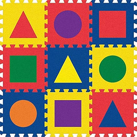 WonderFoam PAC4354 Carpet Tile Shapes, Assorted Colors, 12" x 12", 9 Count Cover