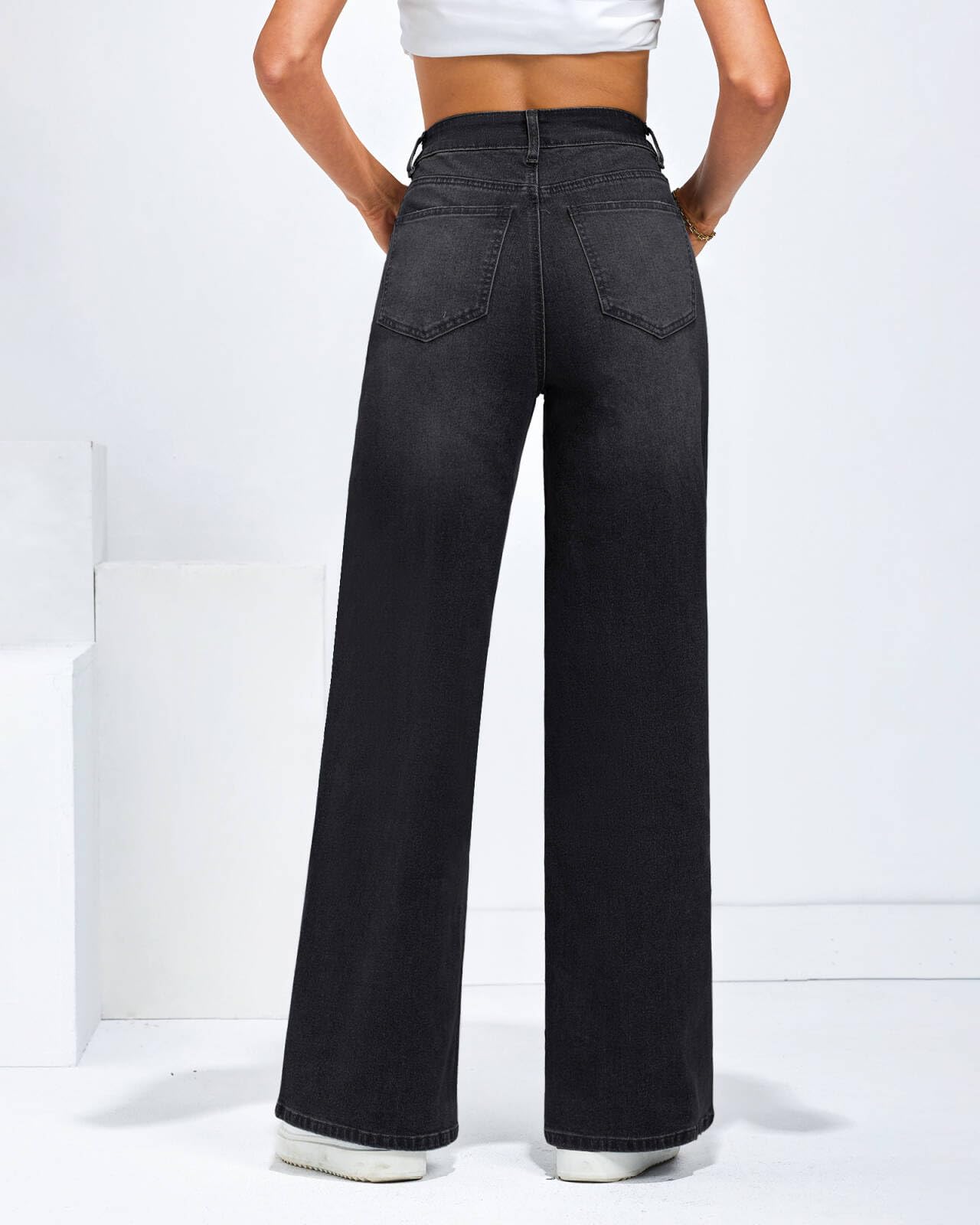 Vetinee Wide Leg Jeans Straight Jean Femme