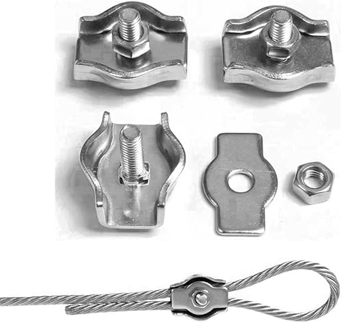 Miniatura 2 de Abrazadera de cable de cuerda de alambre simplex de acero inoxidableabrazadera de cuerda de alambre (18 pulg. M3)