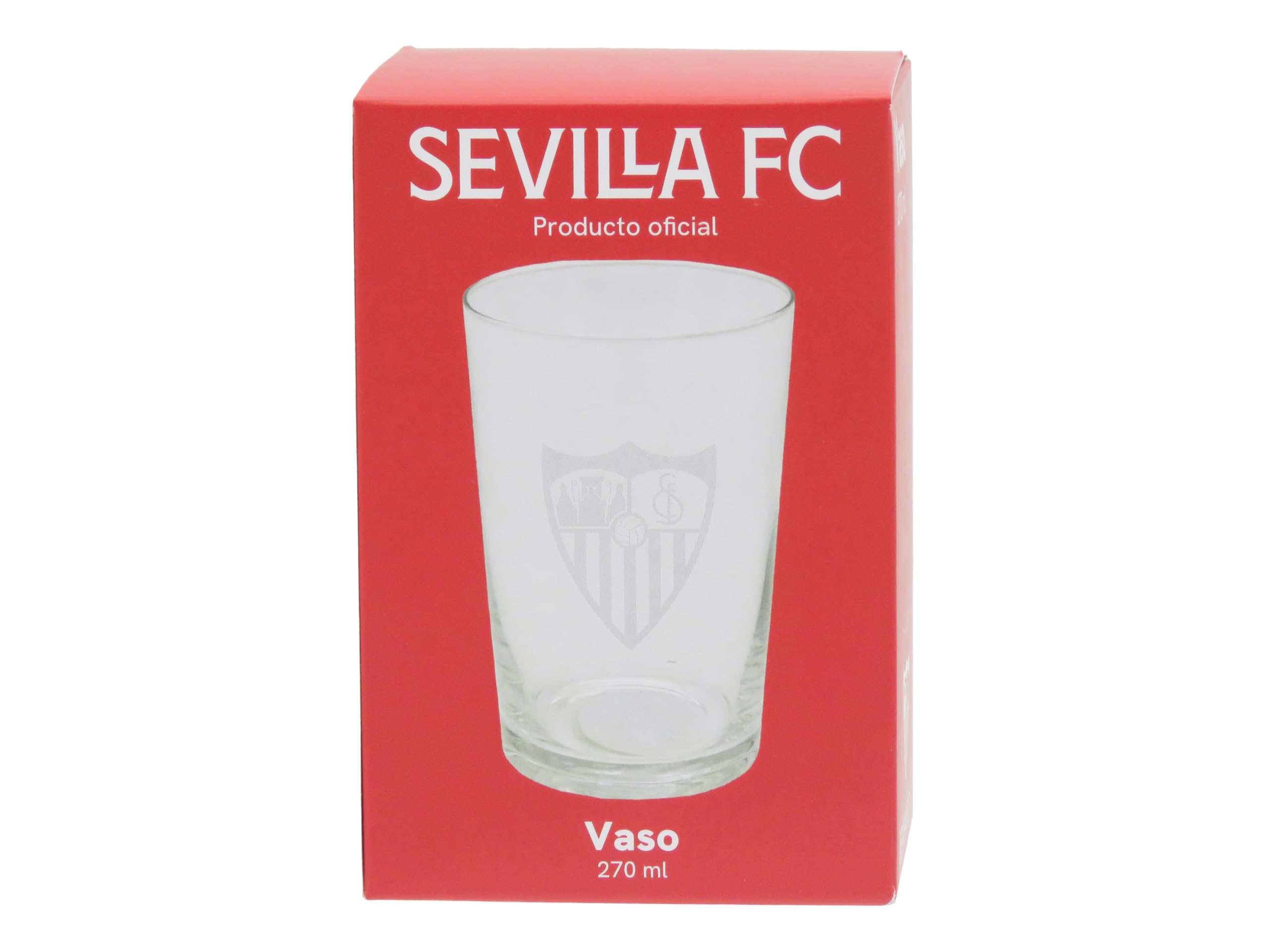 Sevilla FC Bicchiere da Acqua Vetro 270ml Lavabile in Lavastoviglie Microonde Prodotto Ufficiale