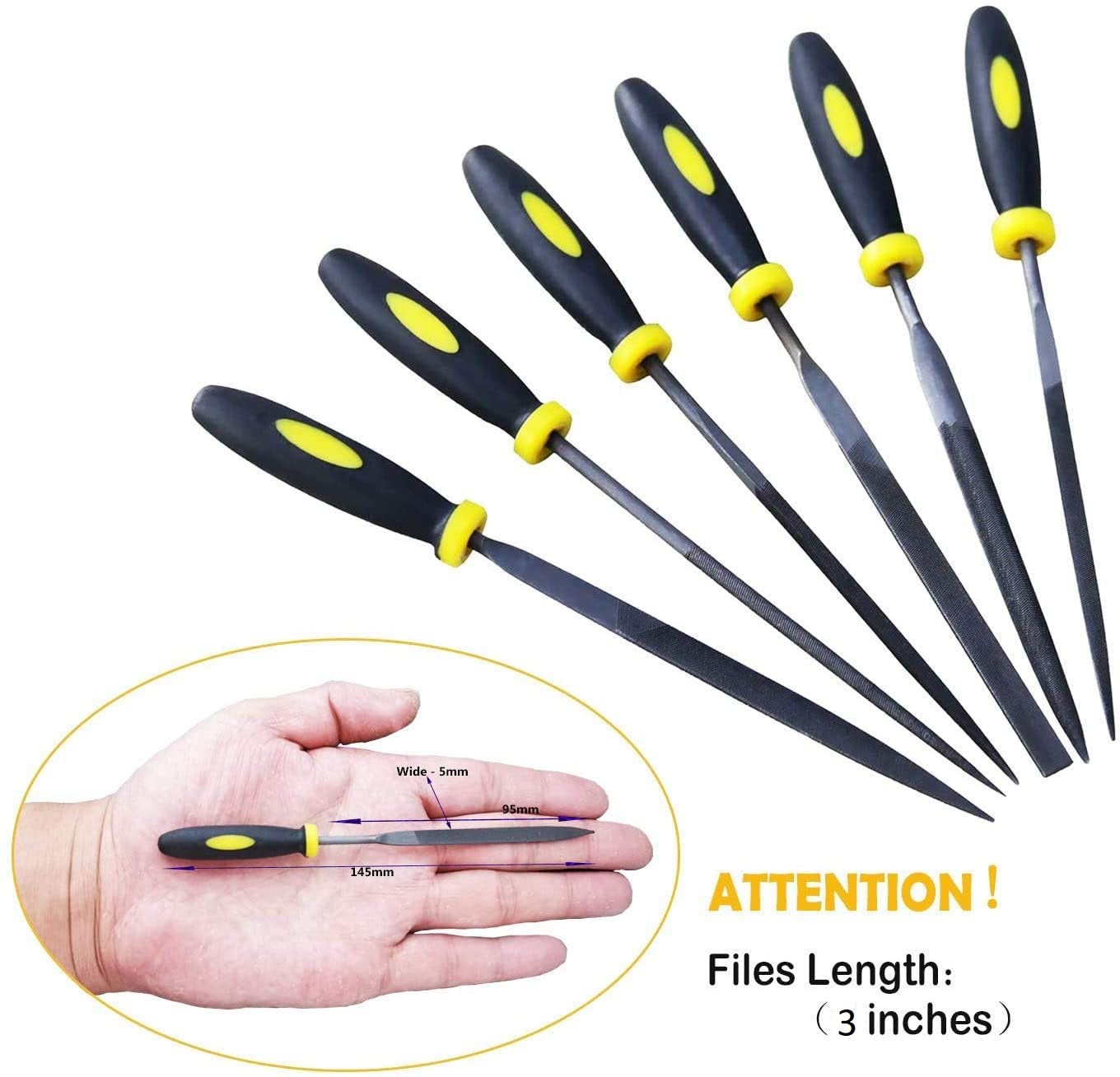 Inditrust 6pcs Needle File Set with Handle for Metal, Glass, Stone, Jewellery, Wood Carving, Crafts, etc. 1