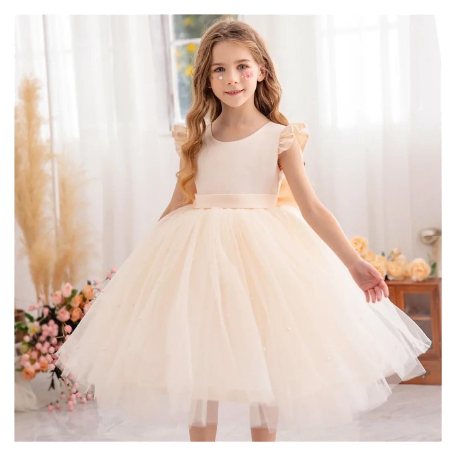Vestido De Fiesta para NiñA Vestidos Infantiles for niñas, Ropa de Princesa de Hadas, Ropa de Baile, Disfraces de Cosplay de Encaje for Fiestas de Escenario(Pink,110)