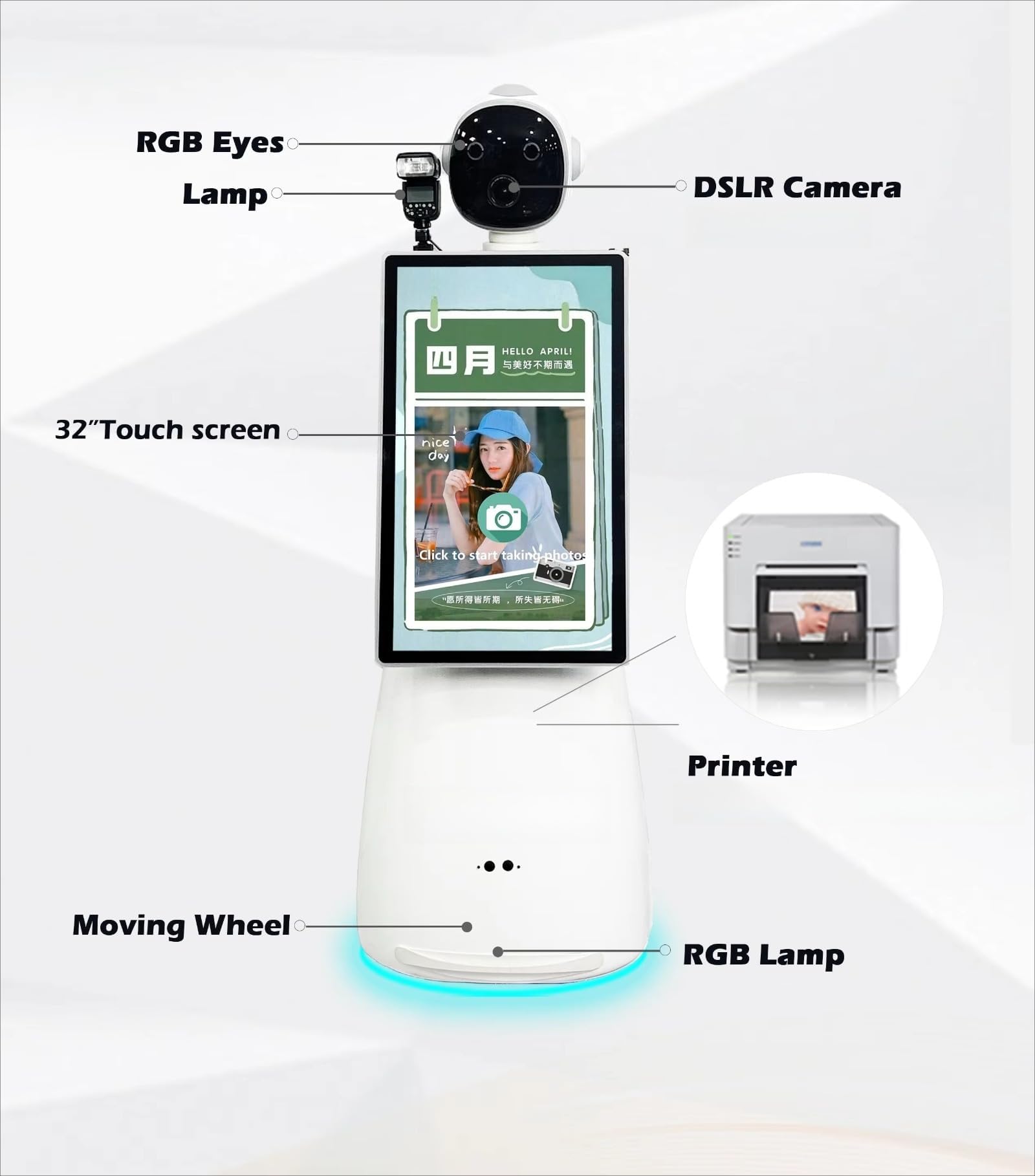 Machine de photomaton robotique interactive AI