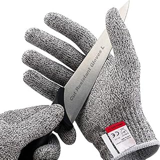 Cut Resistant Gloves, Level 5 Protection Safety Gloves, Kitchen Cuts Gloves for Oyster Shucking, Fish Fillet Processing, Mandoline Slicing, Meat Cutting and Wood Carving, 1 Pair, Large