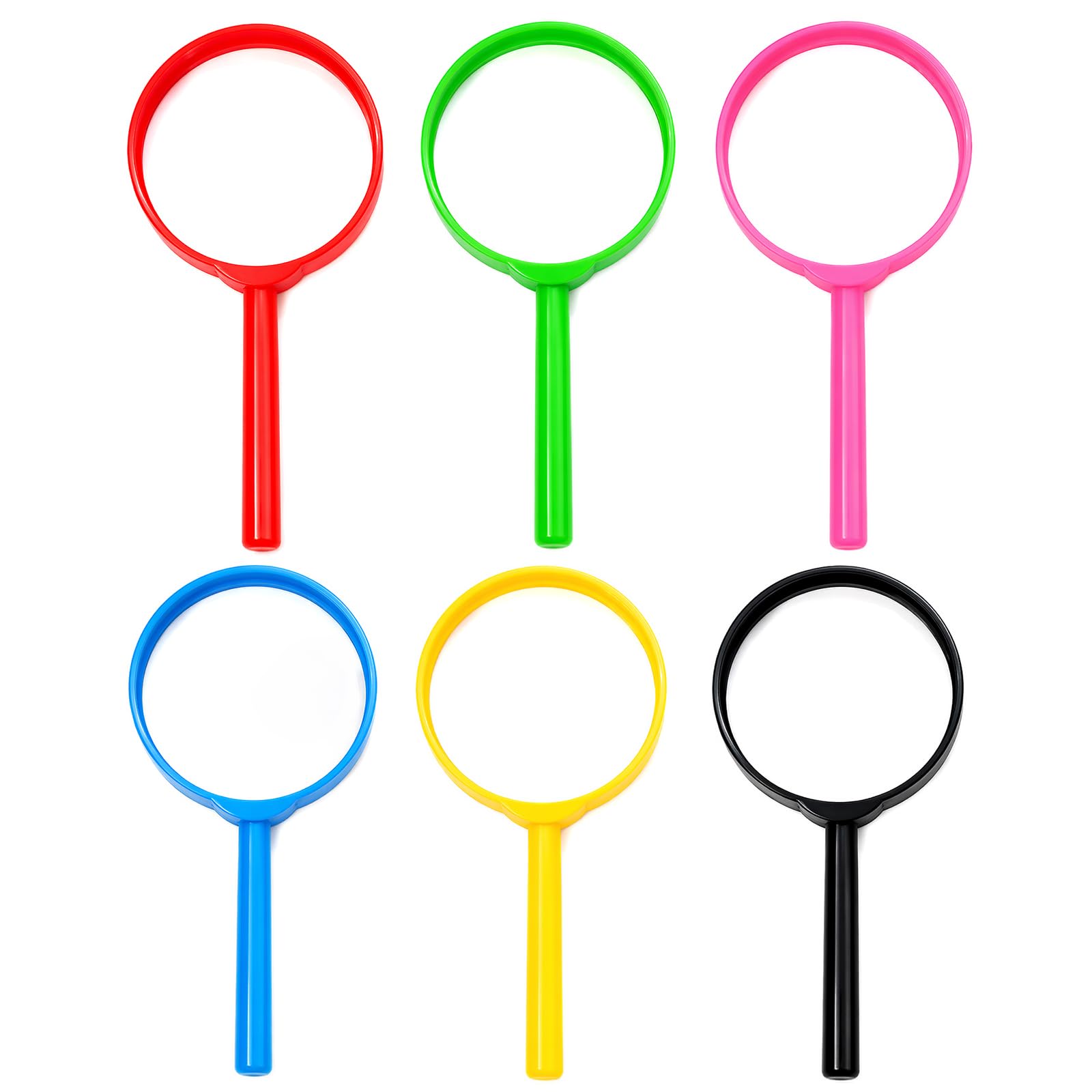 6 Pcs Kids Magnifying Glass Set, 5X Magnification Colourful Handheld Magnifier for Children, Plastic Pocket Bug Viewer for Science Class, Outdoor Observation & Exploration