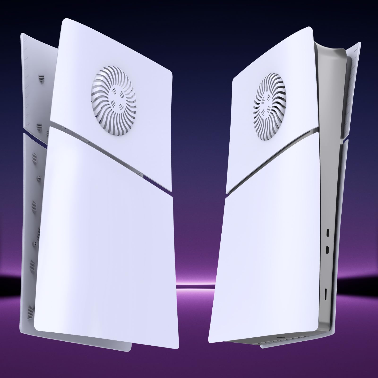 Hzxkqmil Couvercle des Plaques de Rechange pour PS5 Slim Édition Digital | Plaques Latérales avec Aérations Coque de Remplacement Personnalisée Panneau ABS Accessoires pour PS5 Slim Console, Blanc