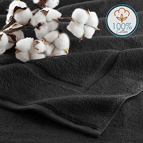 Image of Hearth & Harbor Bath Towels - 100% Ring Spun Cotton Luxury Towels - Ultra Soft & Highly Absorbent, Bathroom Towels. Floor Mat, Black