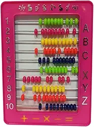 Ábaco Para Crianças Educativo Infantil material pedagógico com 10 Hastes Colorido 13x18cm para Aprendizagem de Matemática Rosa e Laranja Variadas Ensino de Matemática 5-18 Anos