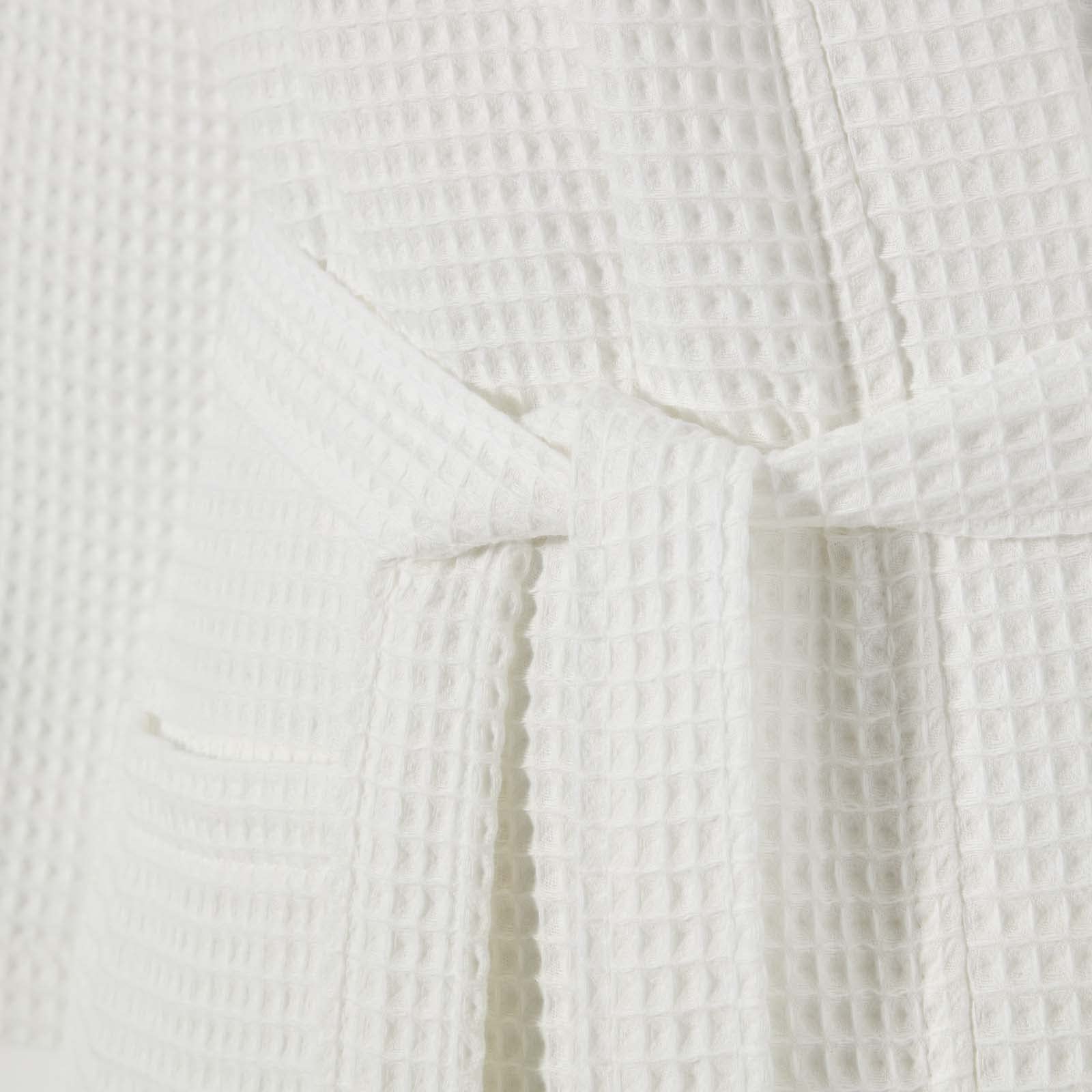 Homescapes Unisex Waffelstruktur Kimono Morgenmantel L Weiss, Saunamantel für Sie und Ihn, Leichter Bademantel für Damen und Herren