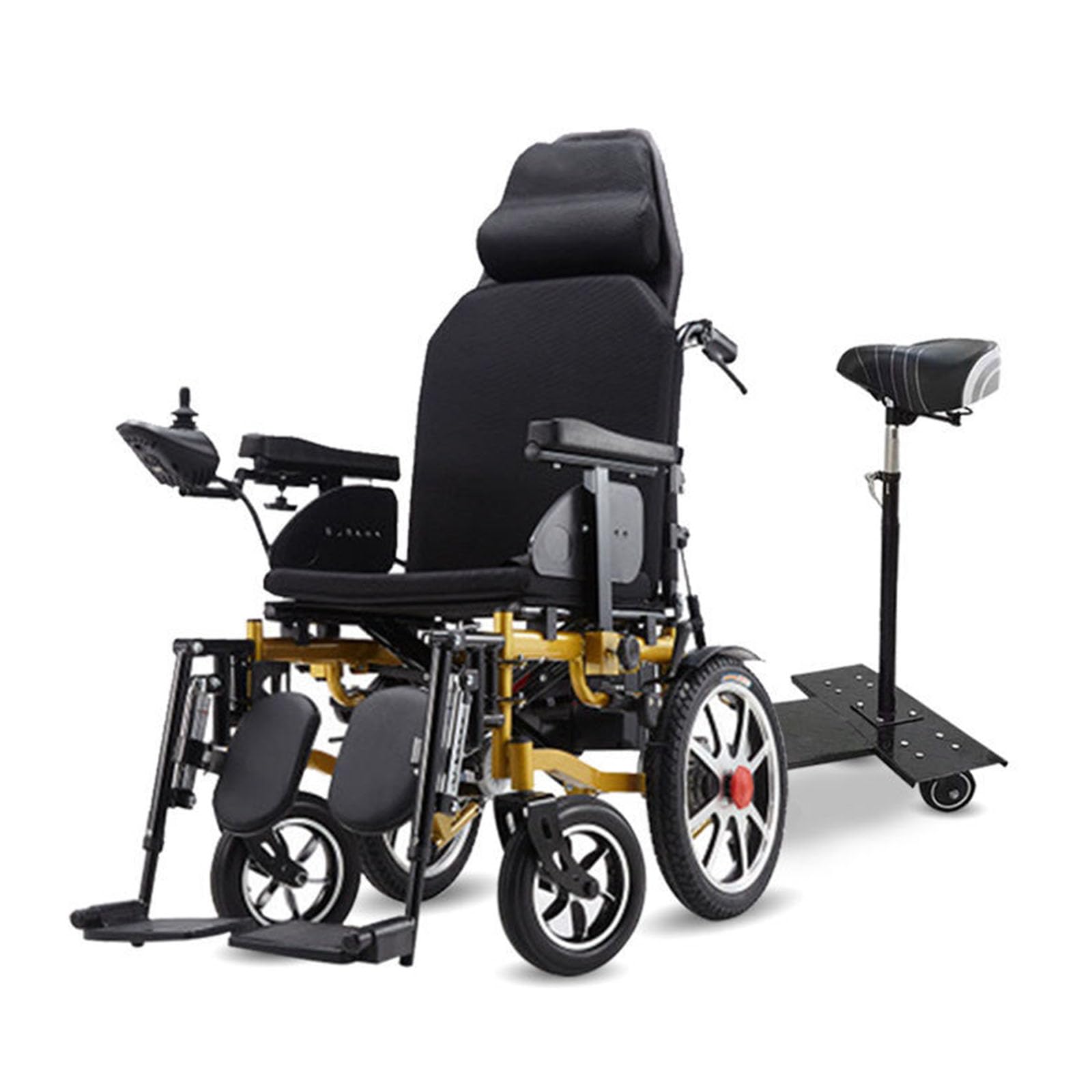 Sedia a rotelle elettrica, Sedia a rotelle elettrica Pieghevole Leggera con Schienale Alto e reclinazione Completa, 250 W*2, Portata 120 kg, per Adulti e Anziani