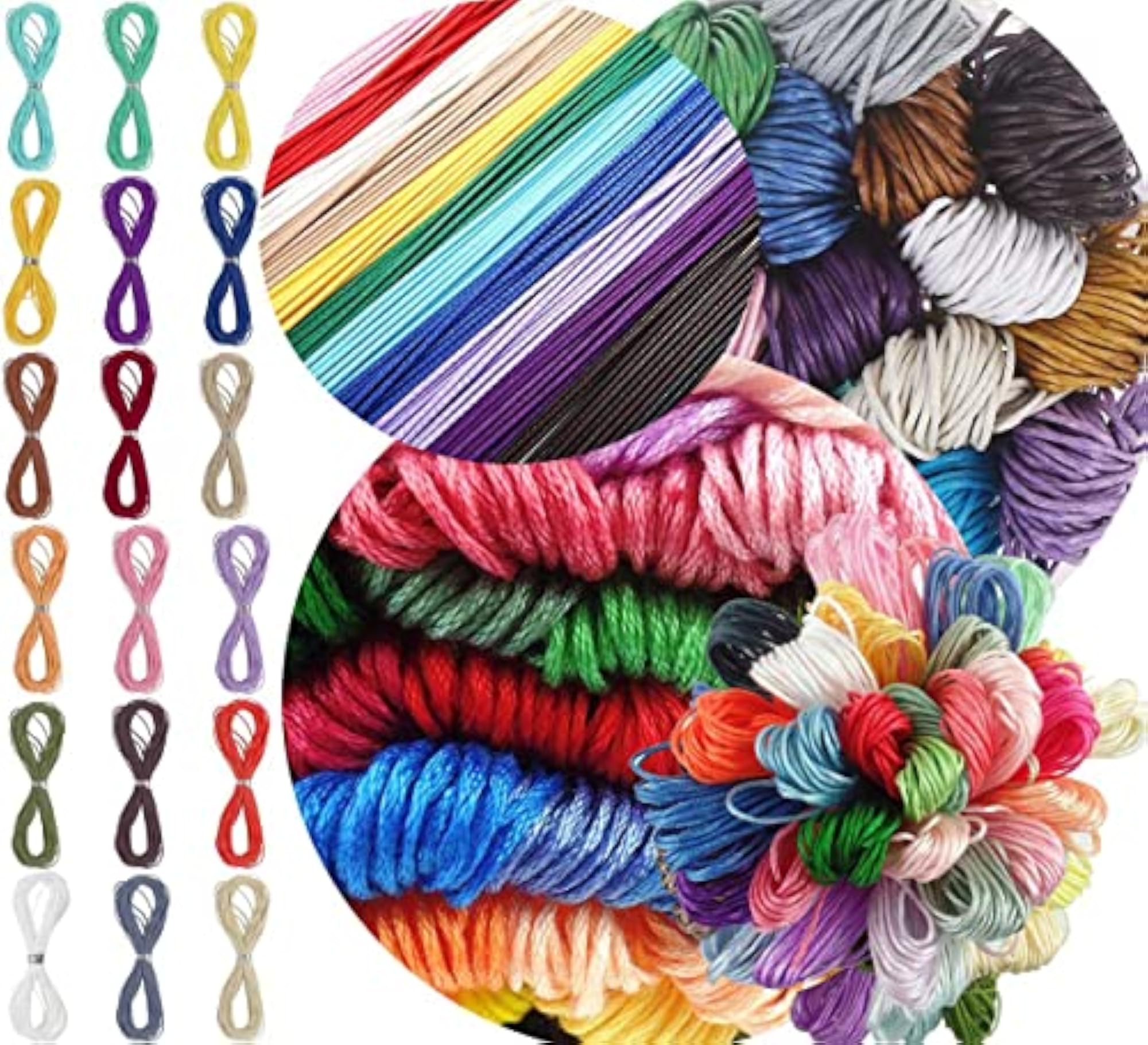 72m Random Colour Waxed Polyester Cord Thread for Jewelry Craft