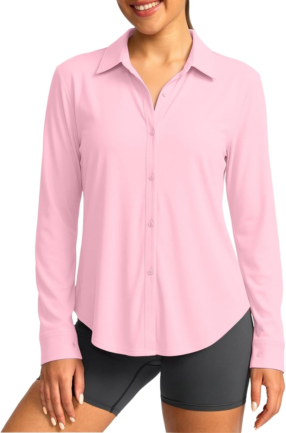 Women UPF 50+ Button Down Sun Shirt Long Sleeve Collared Lightweight Hiking Blouse Travel Sport Vacation Shirts