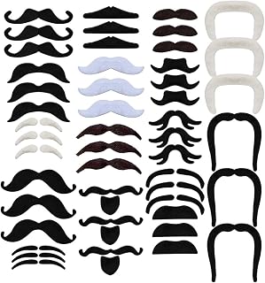 48 PCS Novelty Fake Musta-che Self Adhesive Bea-rd,Photo props, party decorations, Costume Musta-ches Stickers for Cosplay, Halloween, Christmas for all Age