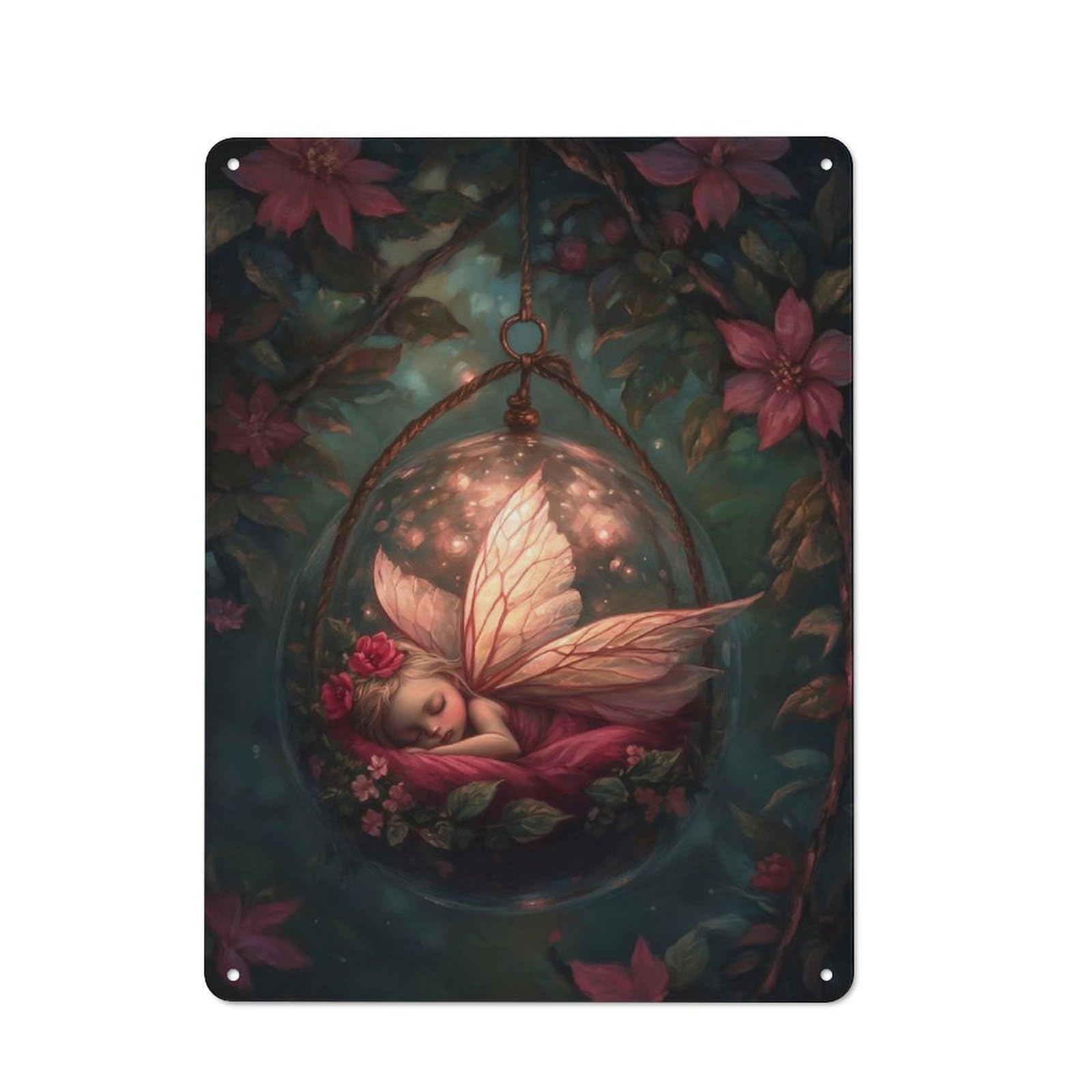 Junmoney Sleeping Fairy In A Magical Glass Orb Vintage Tin Sign 40X30cm With For Man Cave Or Games Room, For Games Room Collectors