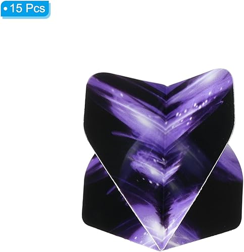 Miniatura 3 de PATIKIL Vuelos de dardos estándar extra gruesos, paquete de 15 vuelos duraderos para un mejor rendimiento, patrón de tormenta, morado